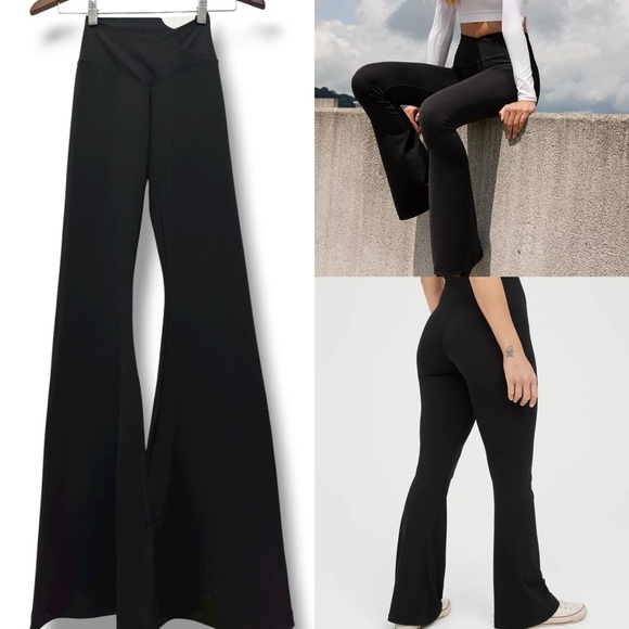 313 OFFLINE by Aerie | NWT $50 Black Real Me Flare Hi-Rise Leggings (Size S) - Picture 1 of 14